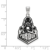 Sterling Silver Rhodium-plated LogoArt Purdue University Boilermakers Train Logo Extra Large Enameled Pendant view 2
