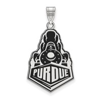 Sterling Silver Rhodium-plated LogoArt Purdue University Boilermakers Train Logo Extra Large Enameled Pendant view 1