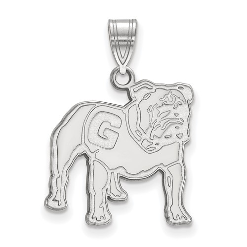 Sterling Silver Rhodium-plated LogoArt University of Georgia Bulldog Large Pendant