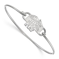 Sterling Silver Rhodium-plated LogoArt University of Kentucky U-k Wildcat Small Center Wire Bangle, 7" view 1