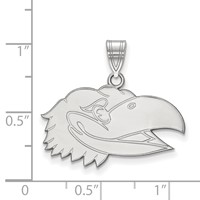 Sterling Silver Rhodium-plated LogoArt University of Kansas Jayhawk Medium Pendant view 2