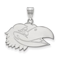 Sterling Silver Rhodium-plated LogoArt University of Kansas Jayhawk Medium Pendant view 1