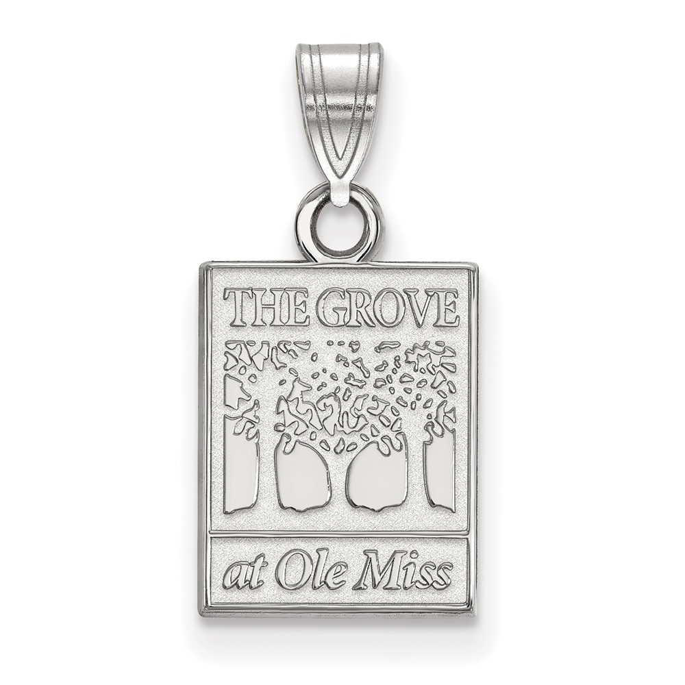 Sterling Silver Rhodium-plated LogoArt University of Mississippi the Grove At Ole Miss Small Pendant