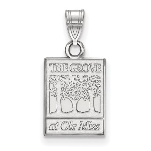 Sterling Silver Rhodium-plated LogoArt University of Mississippi the Grove At Ole Miss Small Pendant