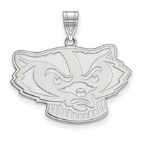 Sterling Silver Rhodium-plated LogoArt University of Wisconsin Badger Large Pendant view 1