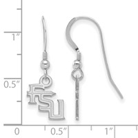 Sterling Silver Rhodium-plated LogoArt Florida State University F-s-u Extra Small Dangle Wire Earrings view 2