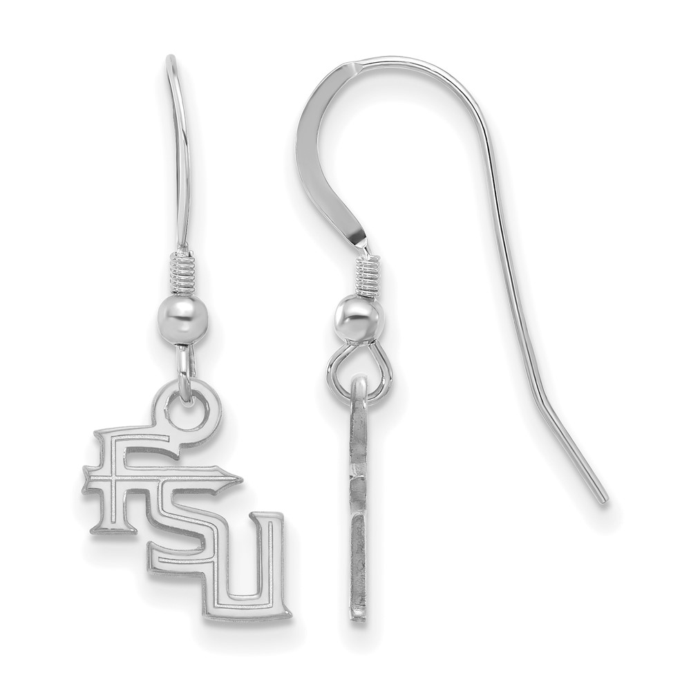 Sterling Silver Rhodium-plated LogoArt Florida State University F-s-u Extra Small Dangle Wire Earrings