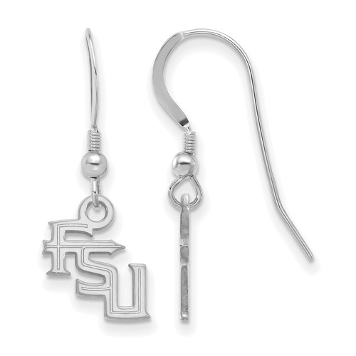 Sterling Silver Rhodium-plated LogoArt Florida State University F-s-u Extra Small Dangle Wire Earrings