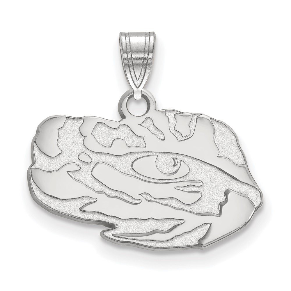 Sterling Silver Rhodium-plated LogoArt Louisiana State University Tiger Eye Small Pendant