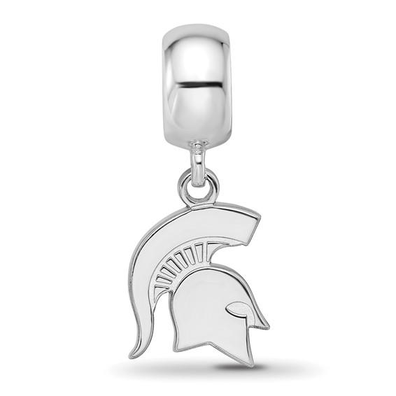 Sterling Silver Rhodium-plated LogoArt Michigan State University Spartan Small Dangle Bead Charm