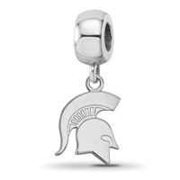 Sterling Silver Rhodium-plated LogoArt Michigan State University Spartan Small Dangle Bead Charm view 1