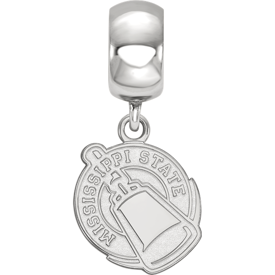 Sterling S. Rh-p LogoArt Mississippi State University Small Dangle Bead