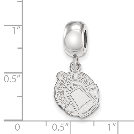 Sterling S. Rh-p LogoArt Mississippi State University Small Dangle Bead