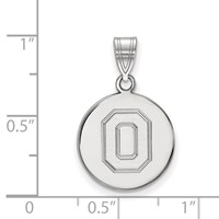 Sterling Silver Rhodium-plated LogoArt the Ohio State University Letter O Medium Disc Pendant view 2
