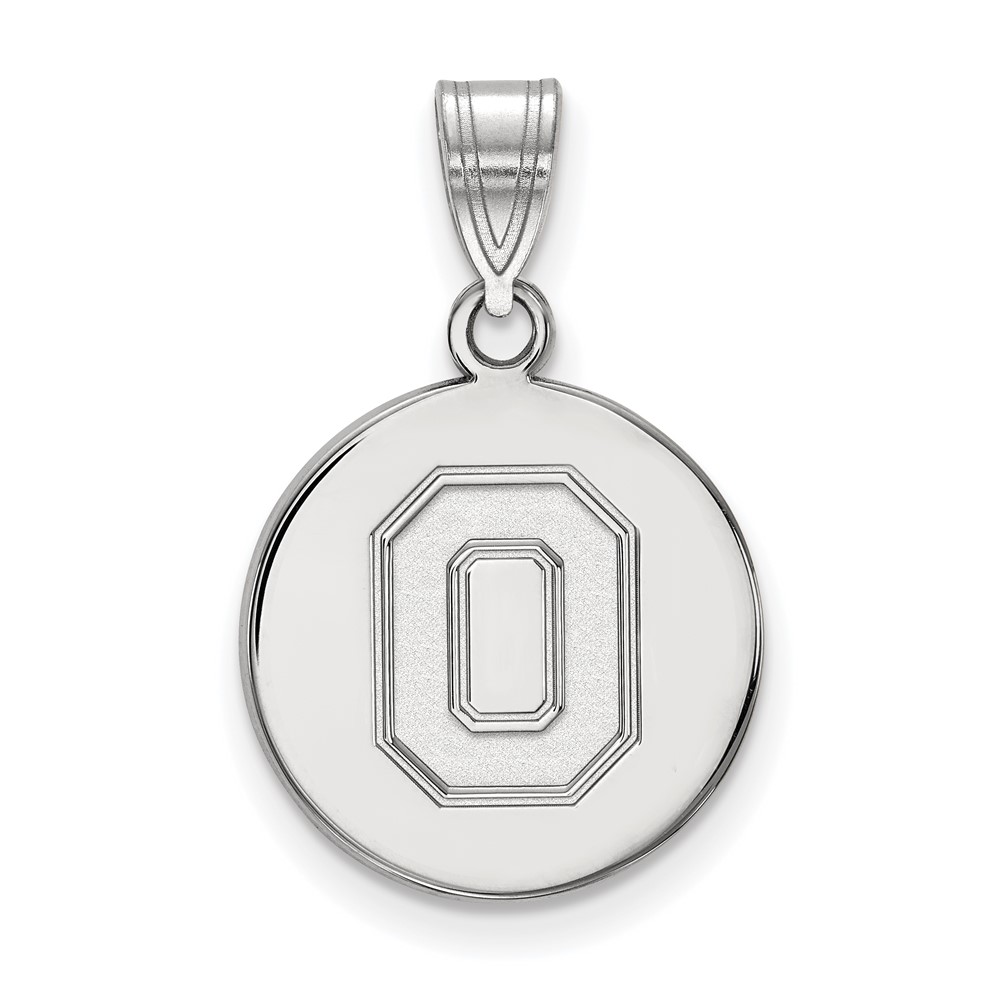 Sterling Silver Rhodium-plated LogoArt the Ohio State University Letter O Medium Disc Pendant
