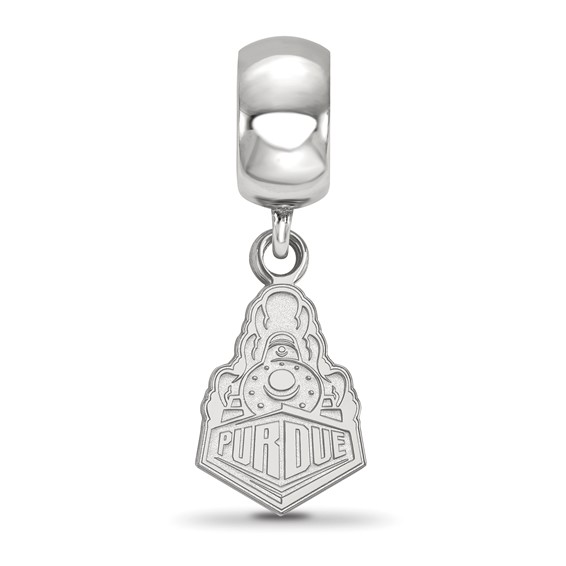 Sterling Silver Rhodium-plated LogoArt Purdue University Boilermakers Train Logo Small Dangle Bead Charm
