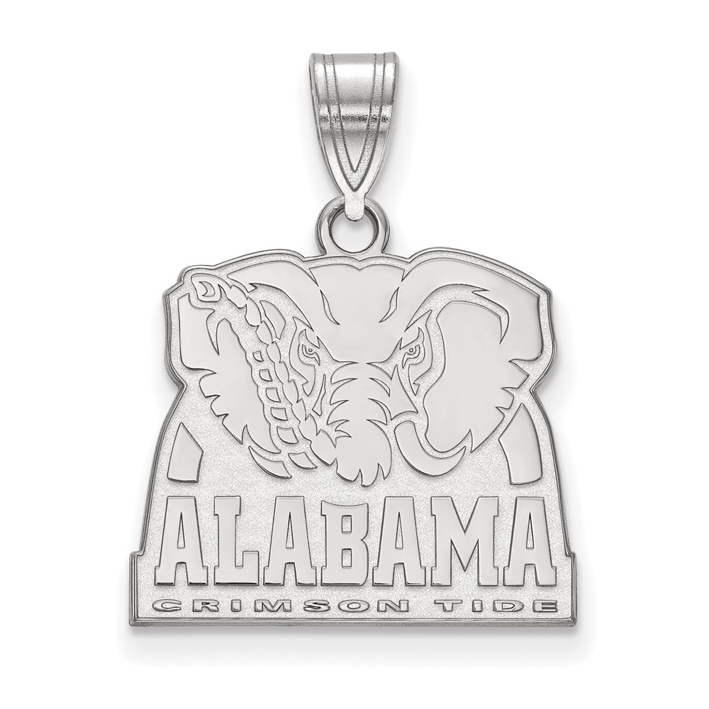 Sterling Silver Rhodium-plated LogoArt University of Alabama Elephant Medium Pendant