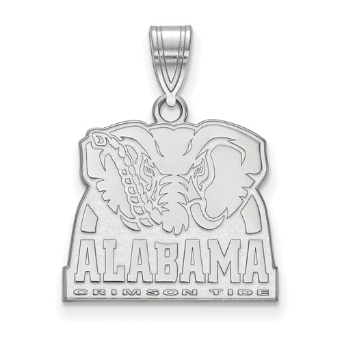 Sterling Silver Rhodium-plated LogoArt University of Alabama Elephant Medium Pendant