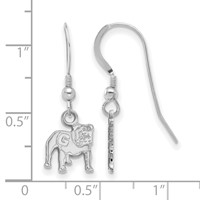 Sterling Silver Rhodium-plated LogoArt University of Georgia Bulldog Extra Small Dangle Wire Earrings view 2