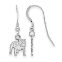Sterling Silver Rhodium-plated LogoArt University of Georgia Bulldog Extra Small Dangle Wire Earrings view 1