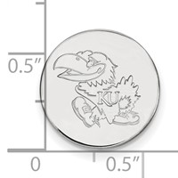 Sterling Silver Rhodium-plated LogoArt University of Kansas Jayhawk Lapel Pin view 3