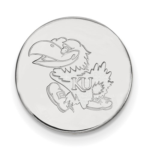 Sterling Silver Rhodium-plated LogoArt University of Kansas Jayhawk Lapel Pin