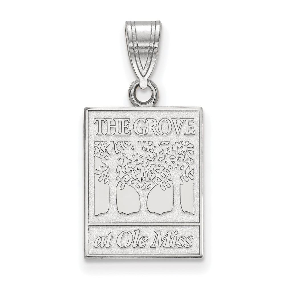 Sterling Silver Rhodium-plated LogoArt University of Mississippi the Grove At Ole Miss Medium Pendant