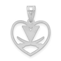 Sterling Silver Rhodium-plated LogoArt University of Virginia Heart Pendant view 4