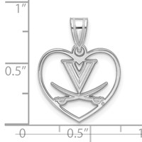 Sterling Silver Rhodium-plated LogoArt University of Virginia Heart Pendant view 3