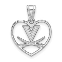 Sterling Silver Rhodium-plated LogoArt University of Virginia Heart Pendant view 1