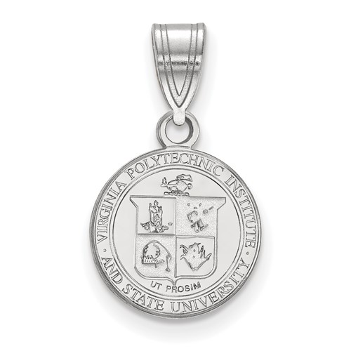 Sterling Silver Rhodium-plated LogoArt Virginia Tech Small Crest Pendant