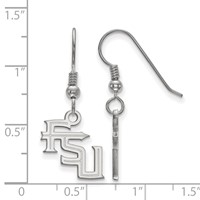 Sterling Silver Rhodium-plated LogoArt Florida State University F-s-u Small Dangle Wire Earrings view 2