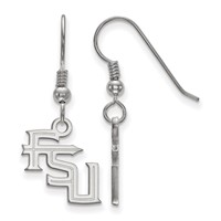 Sterling Silver Rhodium-plated LogoArt Florida State University F-s-u Small Dangle Wire Earrings view 1