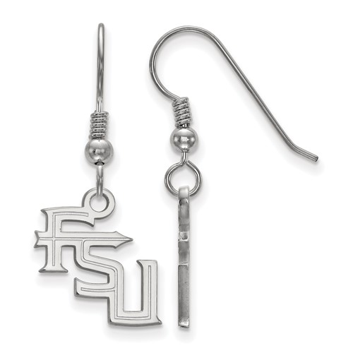 Sterling Silver Rhodium-plated LogoArt Florida State University F-s-u Small Dangle Wire Earrings
