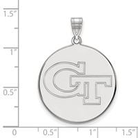 Sterling Silver Rhodium-plated LogoArt Georgia Institute of Technology G-t Extra Large Disc Pendant view 2