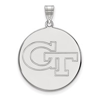Sterling Silver Rhodium-plated LogoArt Georgia Institute of Technology G-t Extra Large Disc Pendant view 1