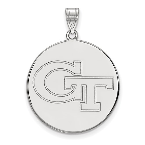 Sterling Silver Rhodium-plated LogoArt Georgia Institute of Technology G-t Extra Large Disc Pendant
