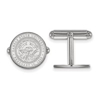 Sterling Silver Rhodium-plated LogoArt Kansas State University Crest Cuff Links view 1