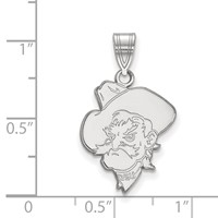 Sterling Silver Rhodium-plated LogoArt Oklahoma State University Cowboy Large Pendant view 2