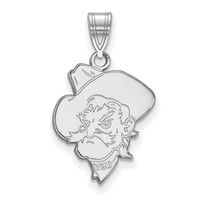Sterling Silver Rhodium-plated LogoArt Oklahoma State University Cowboy Large Pendant view 1