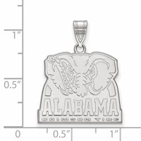 Sterling Silver Rhodium-plated LogoArt University of Alabama Elephant Large Pendant view 2