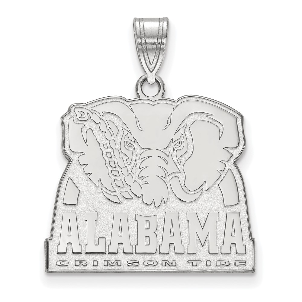 Sterling Silver Rhodium-plated LogoArt University of Alabama Elephant Large Pendant