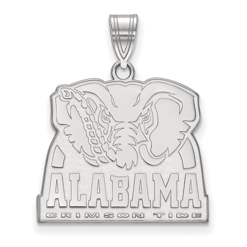 Sterling Silver Rhodium-plated LogoArt University of Alabama Elephant Large Pendant