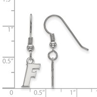 Sterling Silver Rhodium-plated LogoArt University of Florida Letter F Extra Small Dangle Wire Earrings view 2