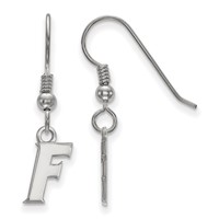 Sterling Silver Rhodium-plated LogoArt University of Florida Letter F Extra Small Dangle Wire Earrings view 1