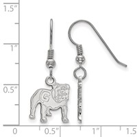 Sterling Silver Rhodium-plated LogoArt University of Georgia Bulldog Small Dangle Wire Earrings view 2