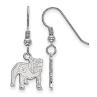 Sterling Silver Rhodium-plated LogoArt University of Georgia Bulldog Small Dangle Wire Earrings view 1