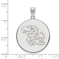 Sterling Silver Rhodium-plated LogoArt University of Kansas Jayhawk Extra Large Disc Pendant view 2