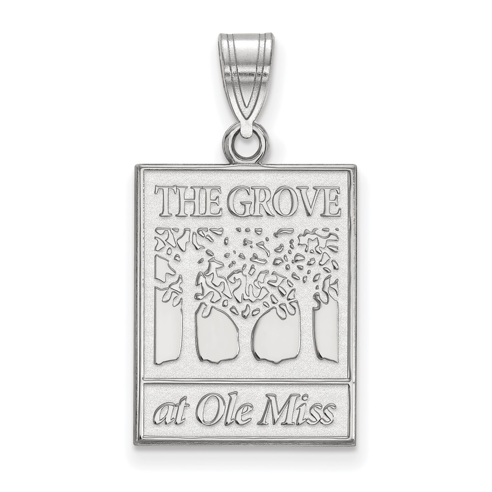 Sterling Silver Rhodium-plated LogoArt University of Mississippi the Grove At Ole Miss Large Pendant