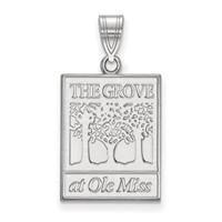 Sterling Silver Rhodium-plated LogoArt University of Mississippi the Grove At Ole Miss Large Pendant view 1